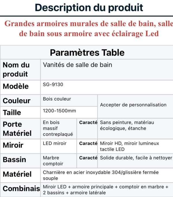 Vanité double 60 pouces fini chênes SG-9130 - Image 5